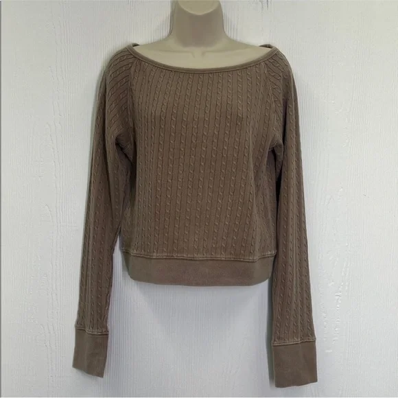 Free People - NWT Dutch Coco Cable Knit Long Sleeve Lightweight Blouse Large - Picture 2 of 13